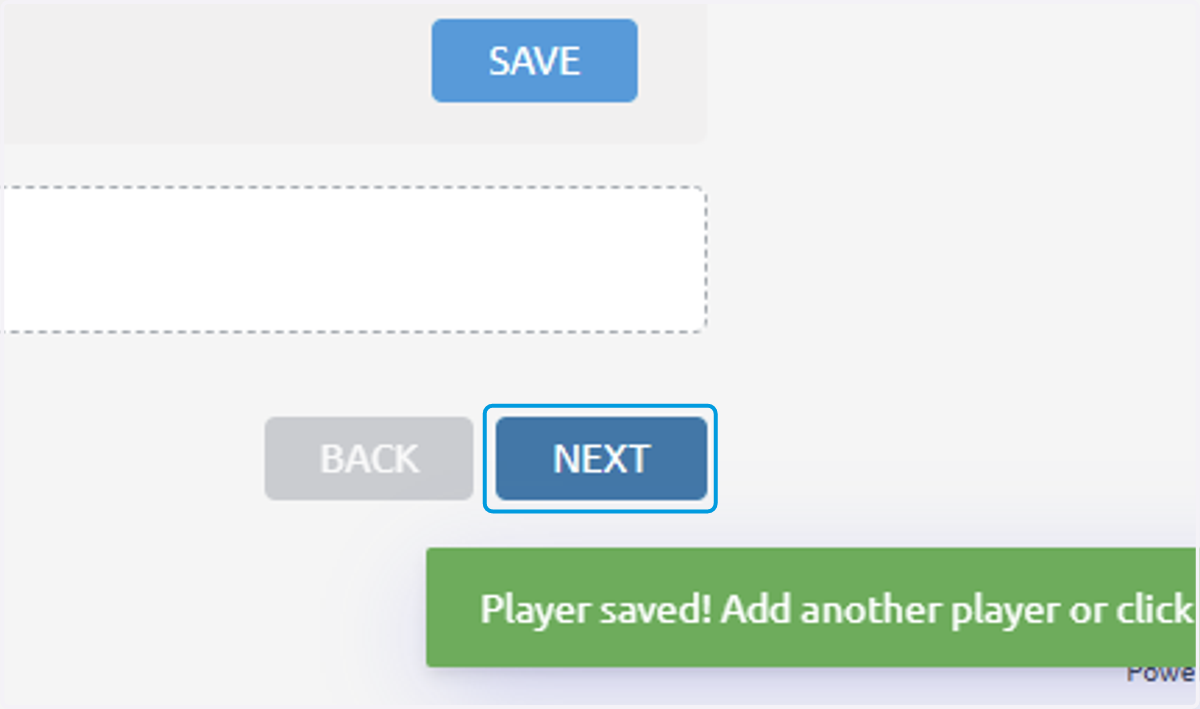 When all regular players are added click NEXT