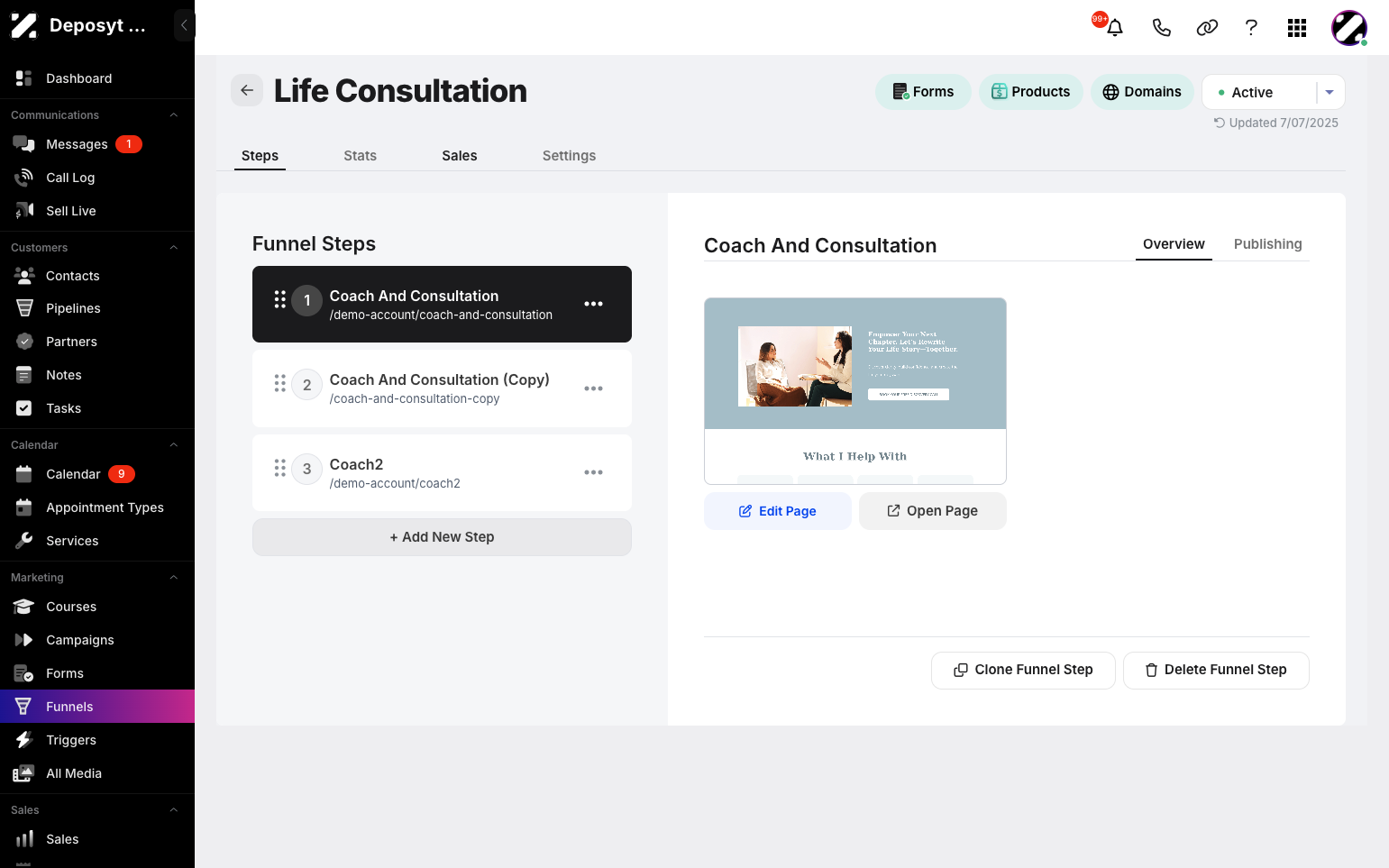 Step 3: Click on the Sales tab.