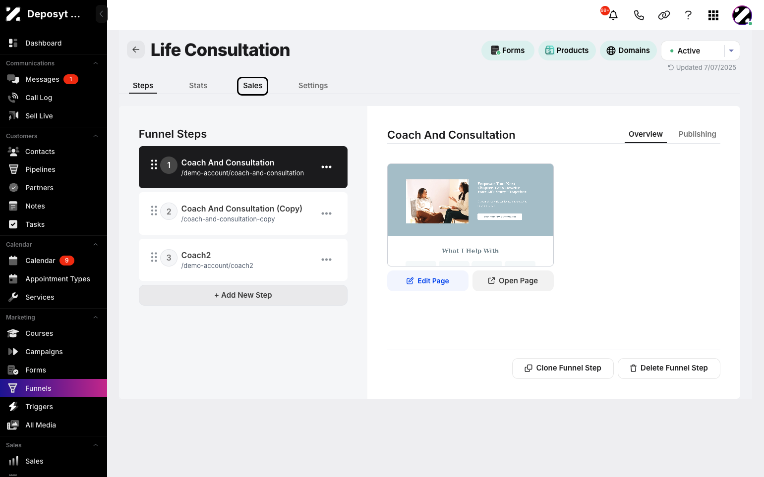 Step 3: Click on the Sales tab.