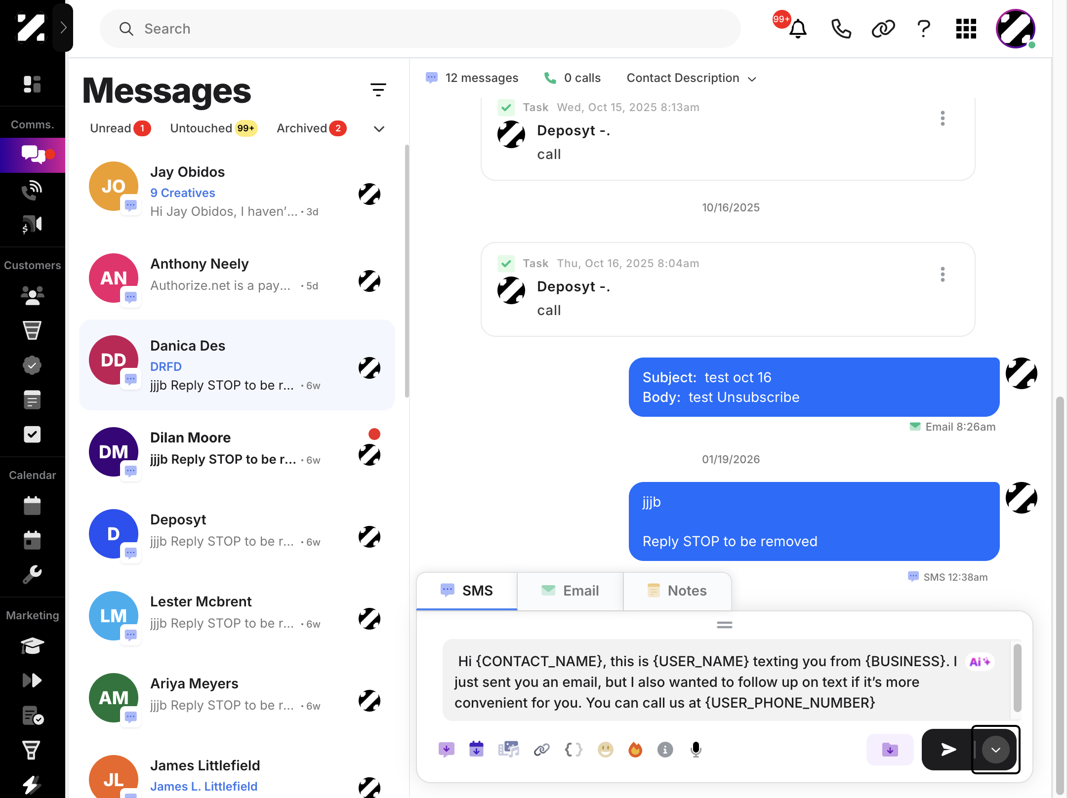 When you are finished with your message and ready to schedule, click on the dropdown button next to the Send button. Click on ‘Schedule Message,’ and a pop-up will appear where you can further edit your message.