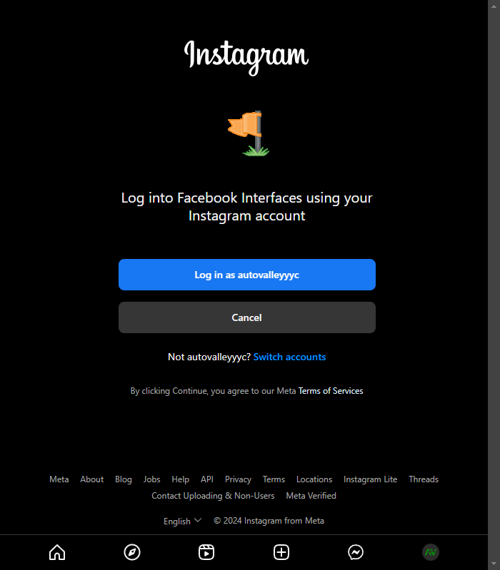 Verify you are signed into the correct account and click on Log in as [BUSINESS]