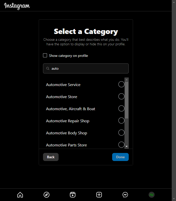 Search for the industry of the business and select it