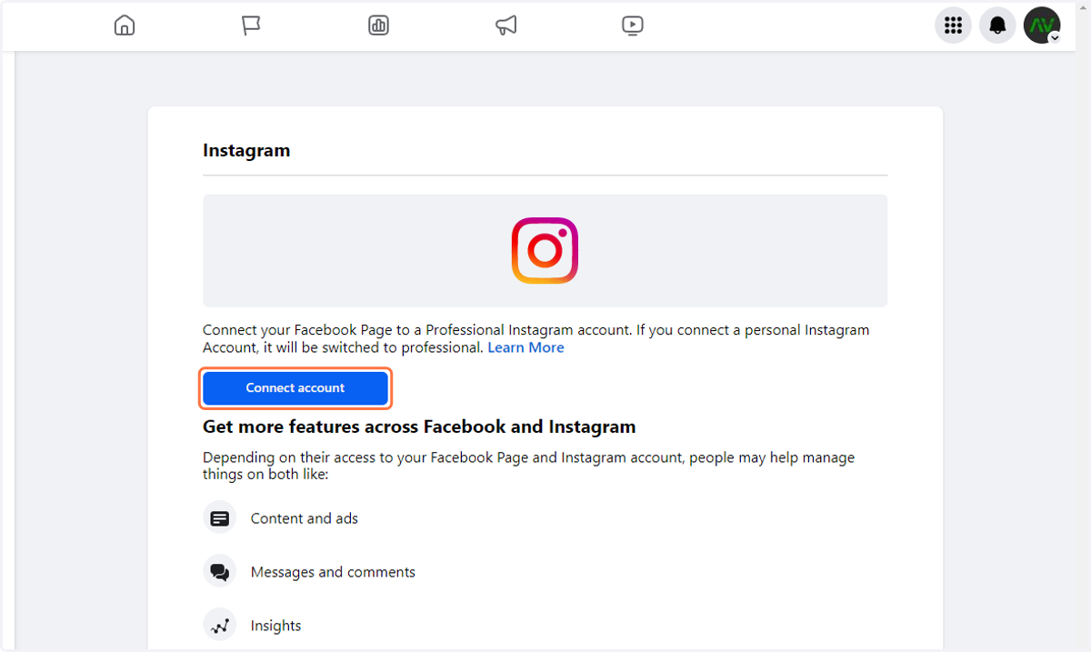 Click on Connect account