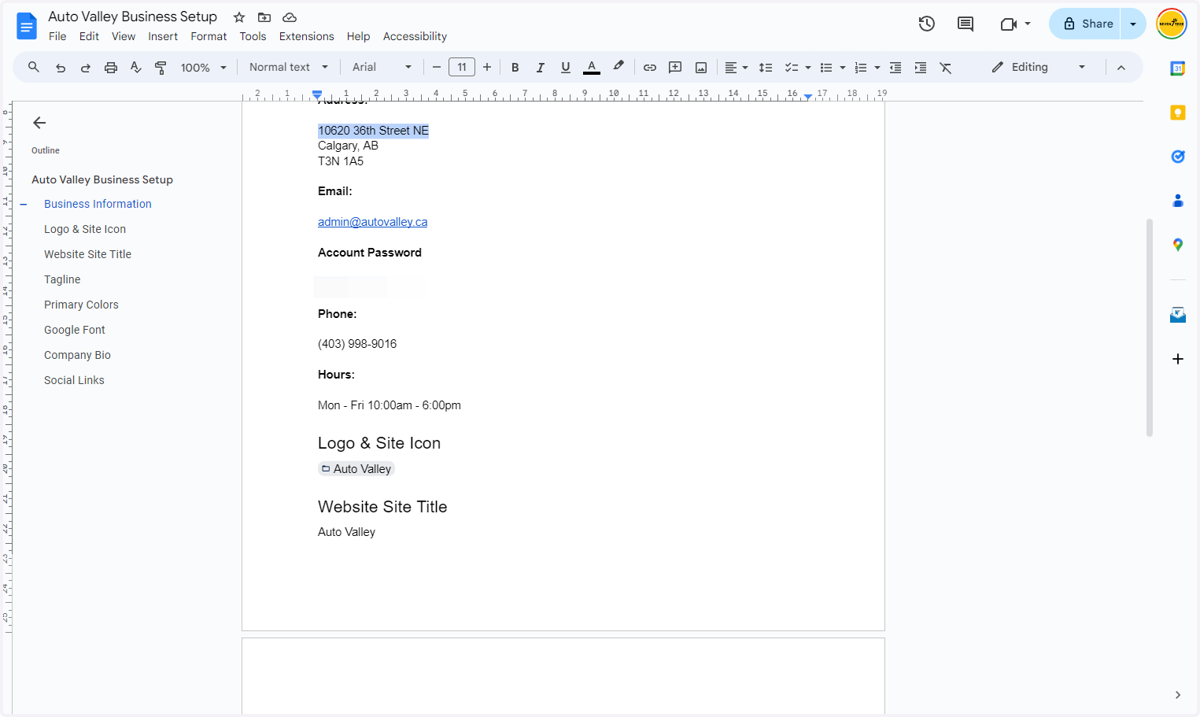 Select and copy the relevant information