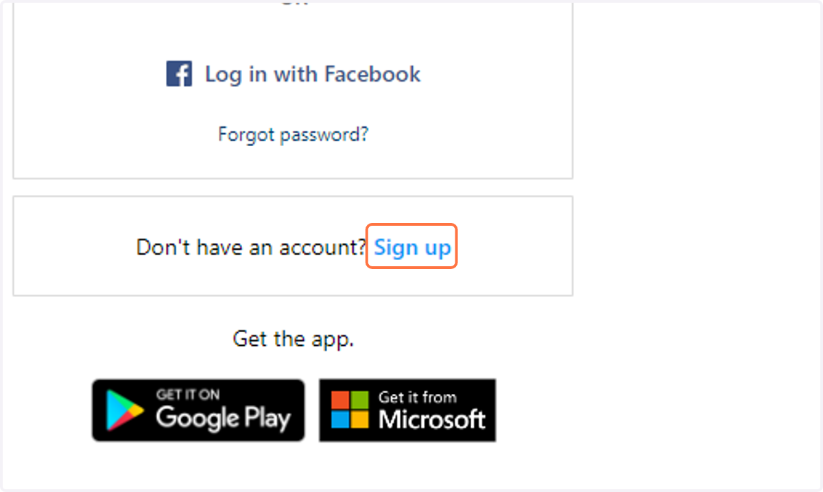 Click on Sign up