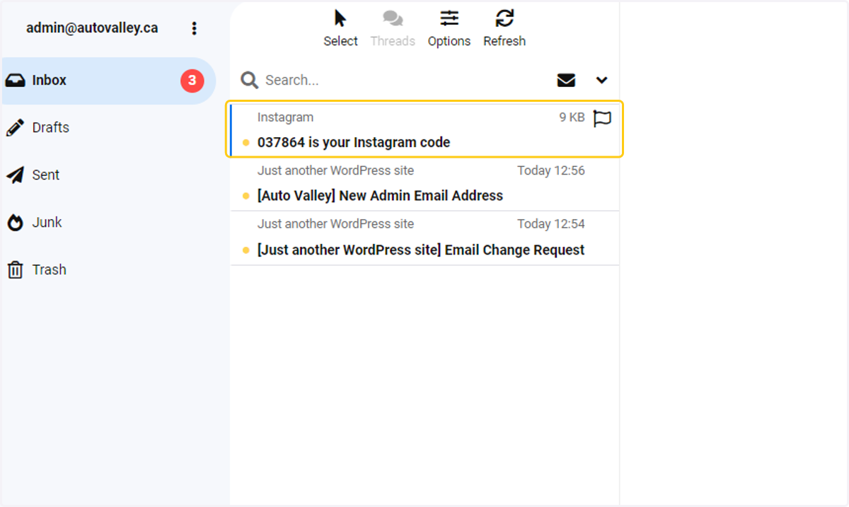 Locate the Instagram Verification Email