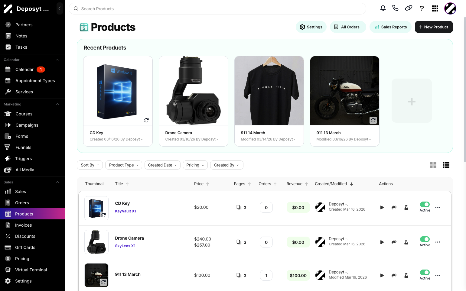 Step 2: You will then be navigated to the Products tab. 