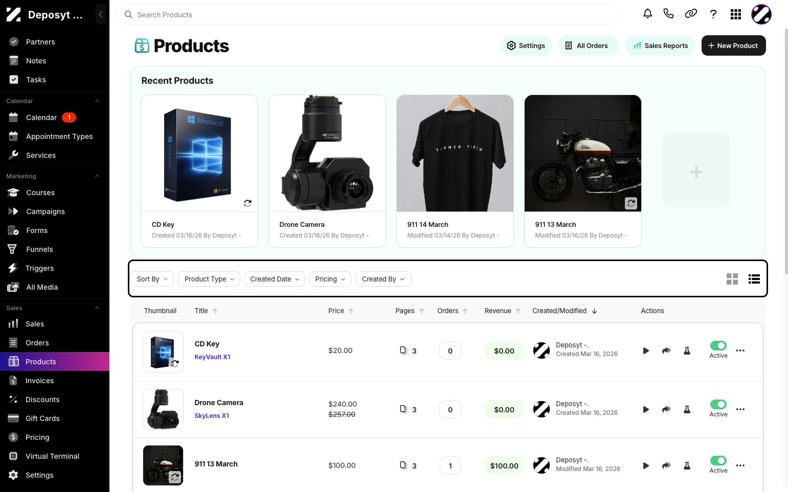 Step 2: You will then be navigated to the Products tab.