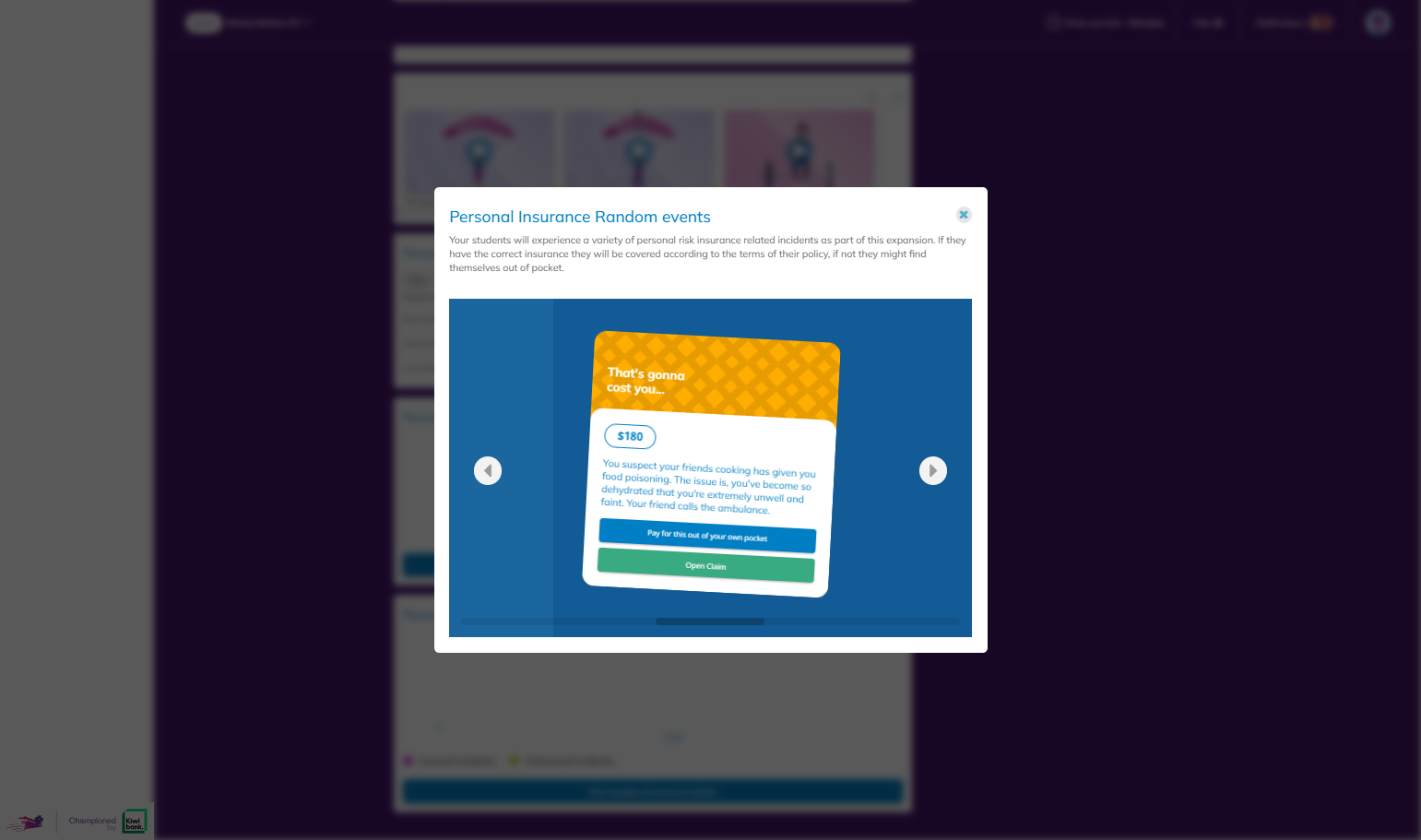 Click on Personal Insurance Random events…
