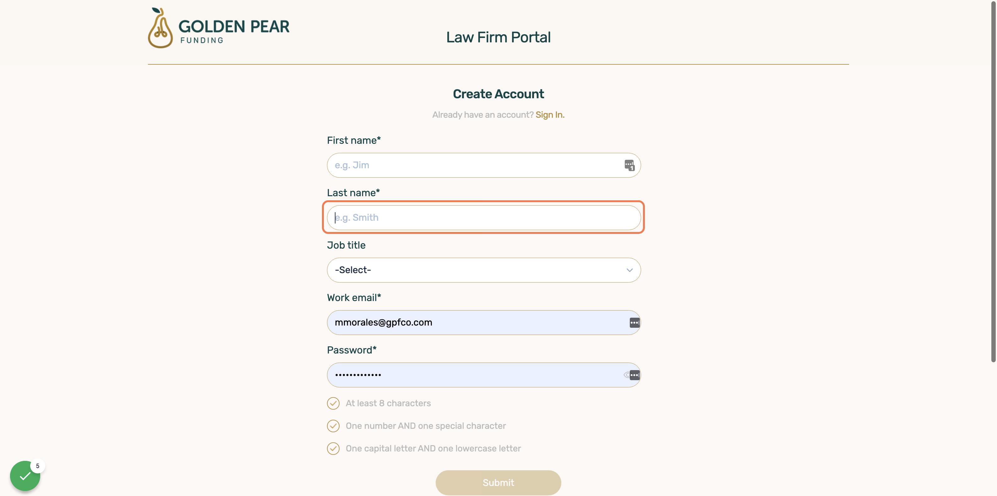 Type in your Last Name