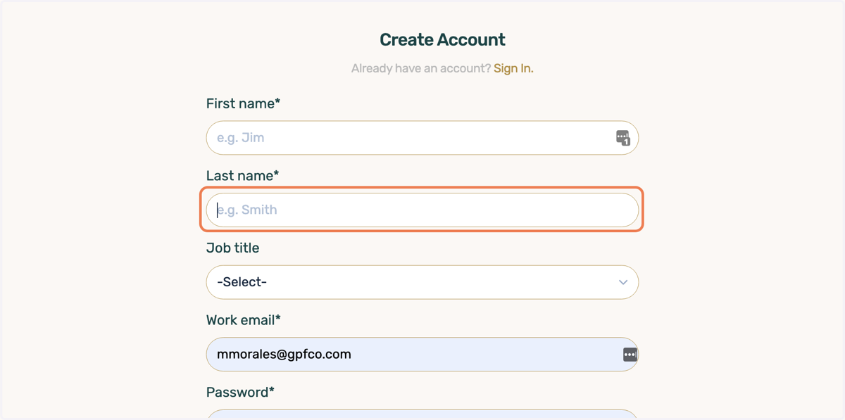 Type in your Last Name