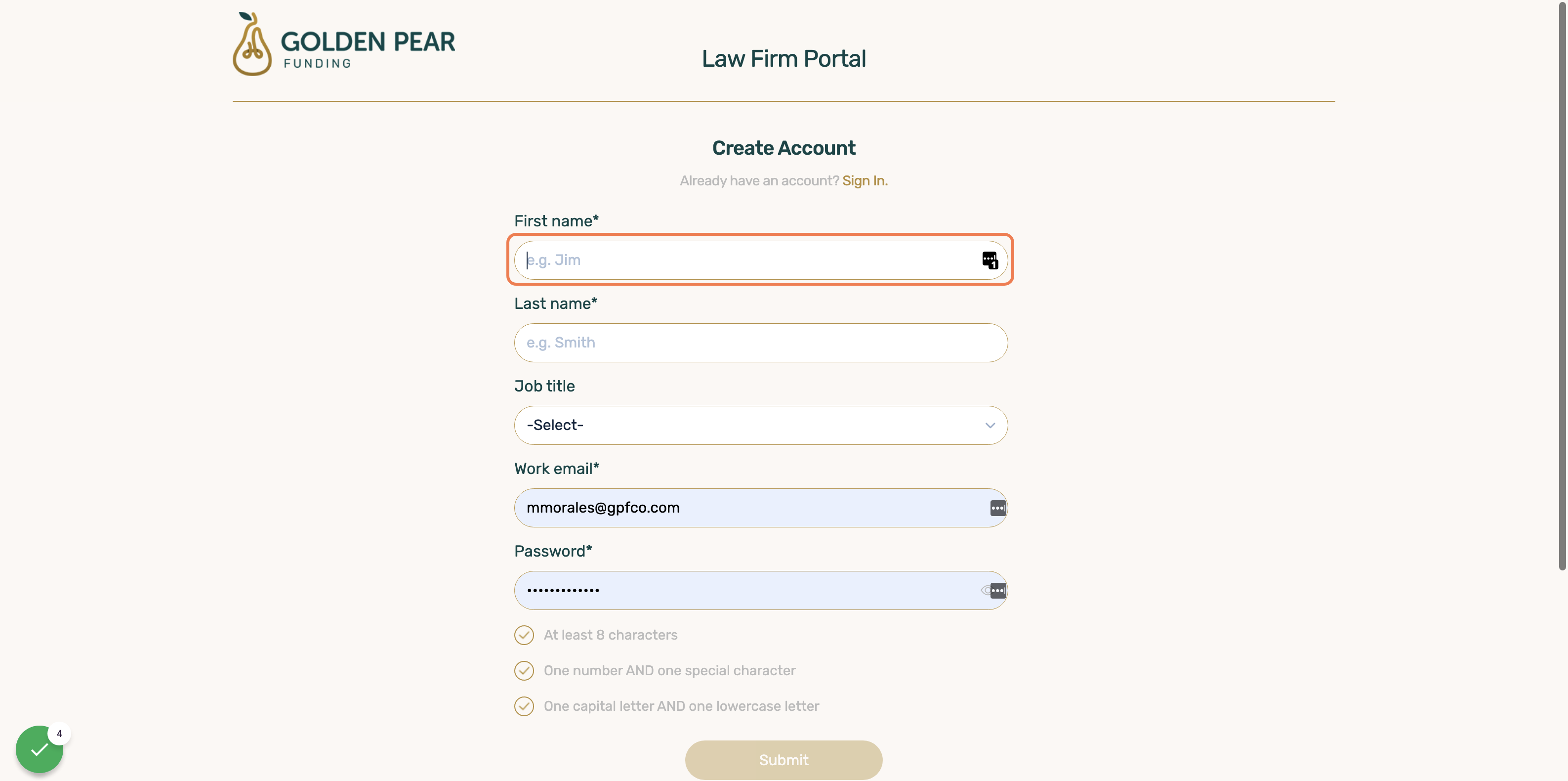 Type in your First Name