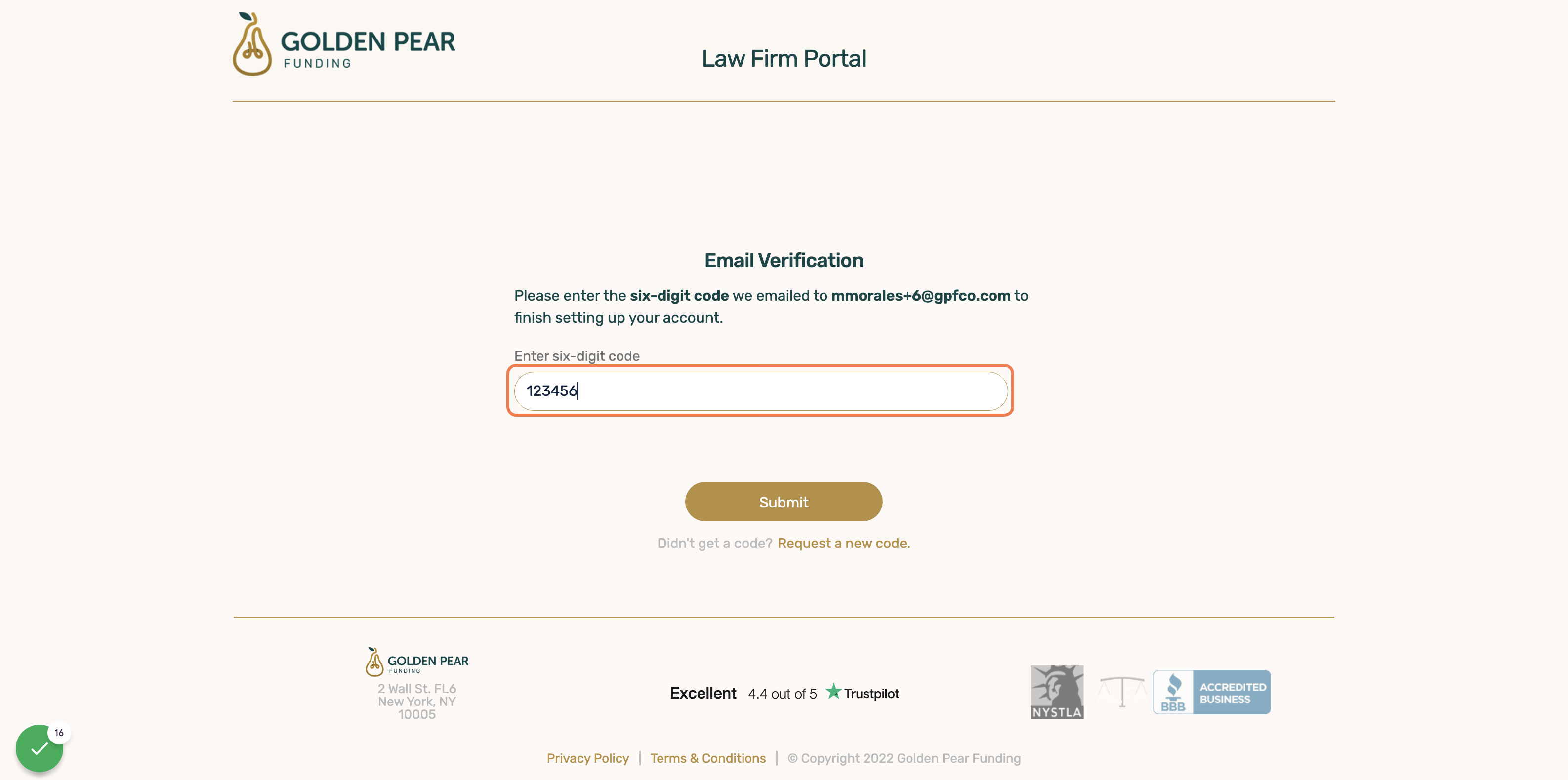 Type in the six-digit code we sent to your inbox