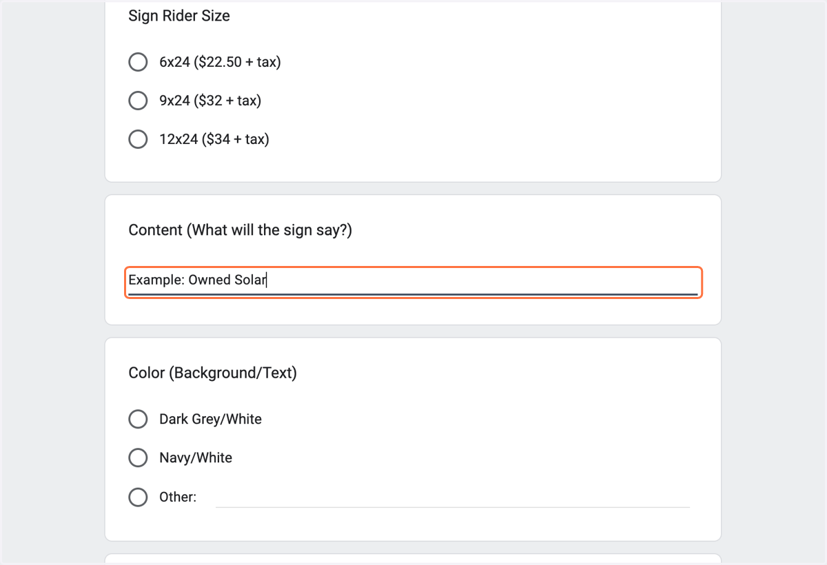 In the "CONTENT" field, type out what you'd like the rider to say