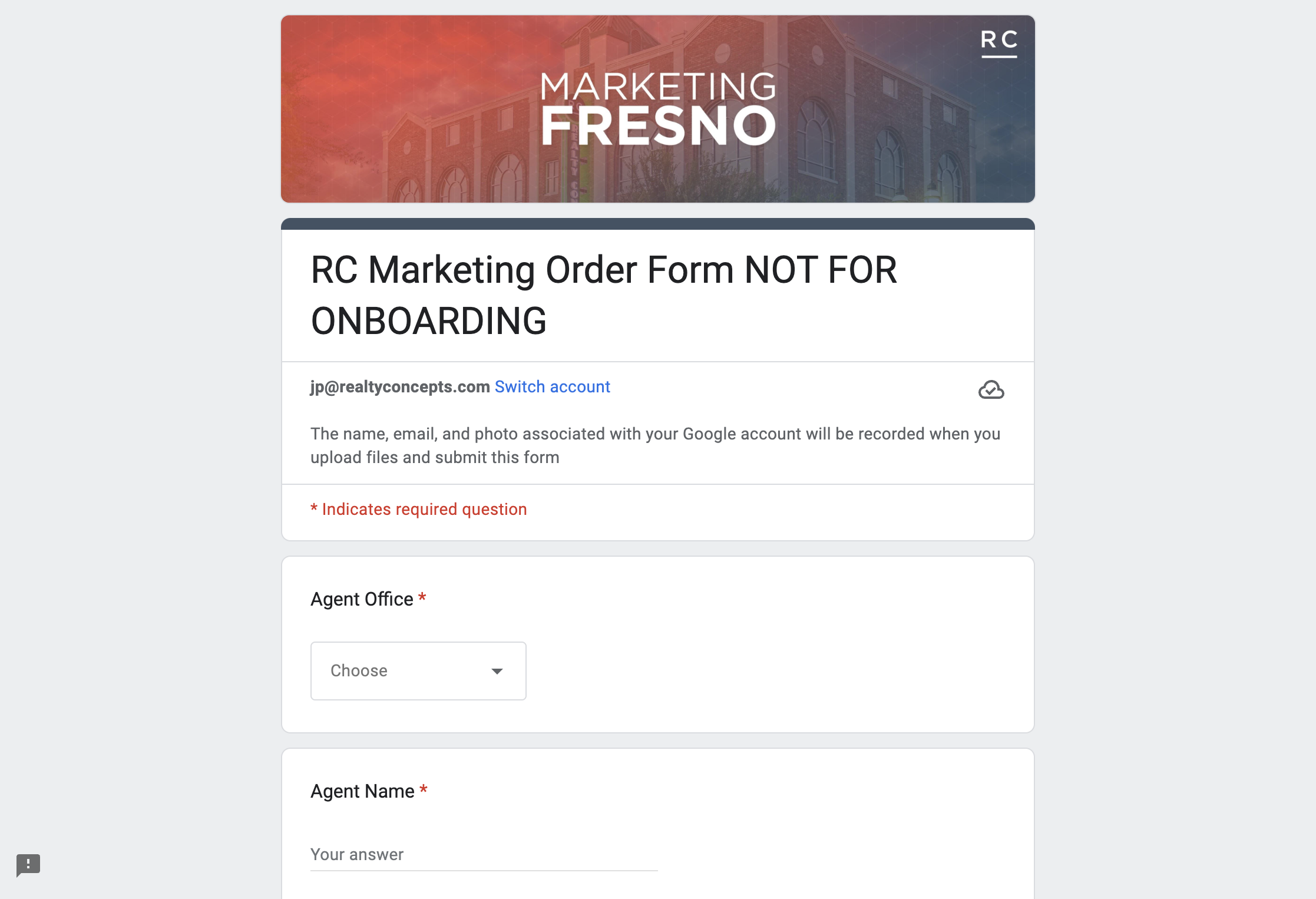 Click on CHOOSE in the AGENT OFFICE field