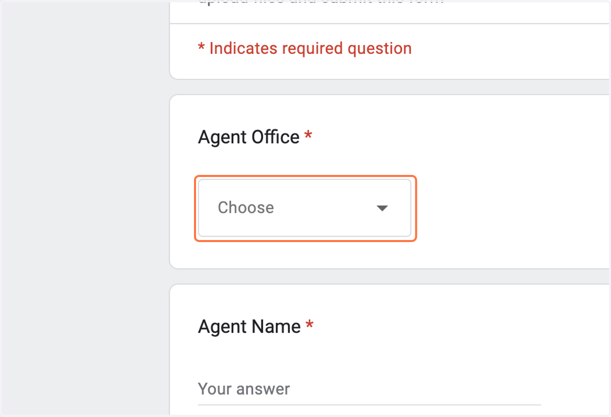 Click on CHOOSE in the AGENT OFFICE field