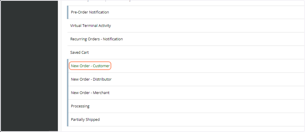 Click on New Order - Customer