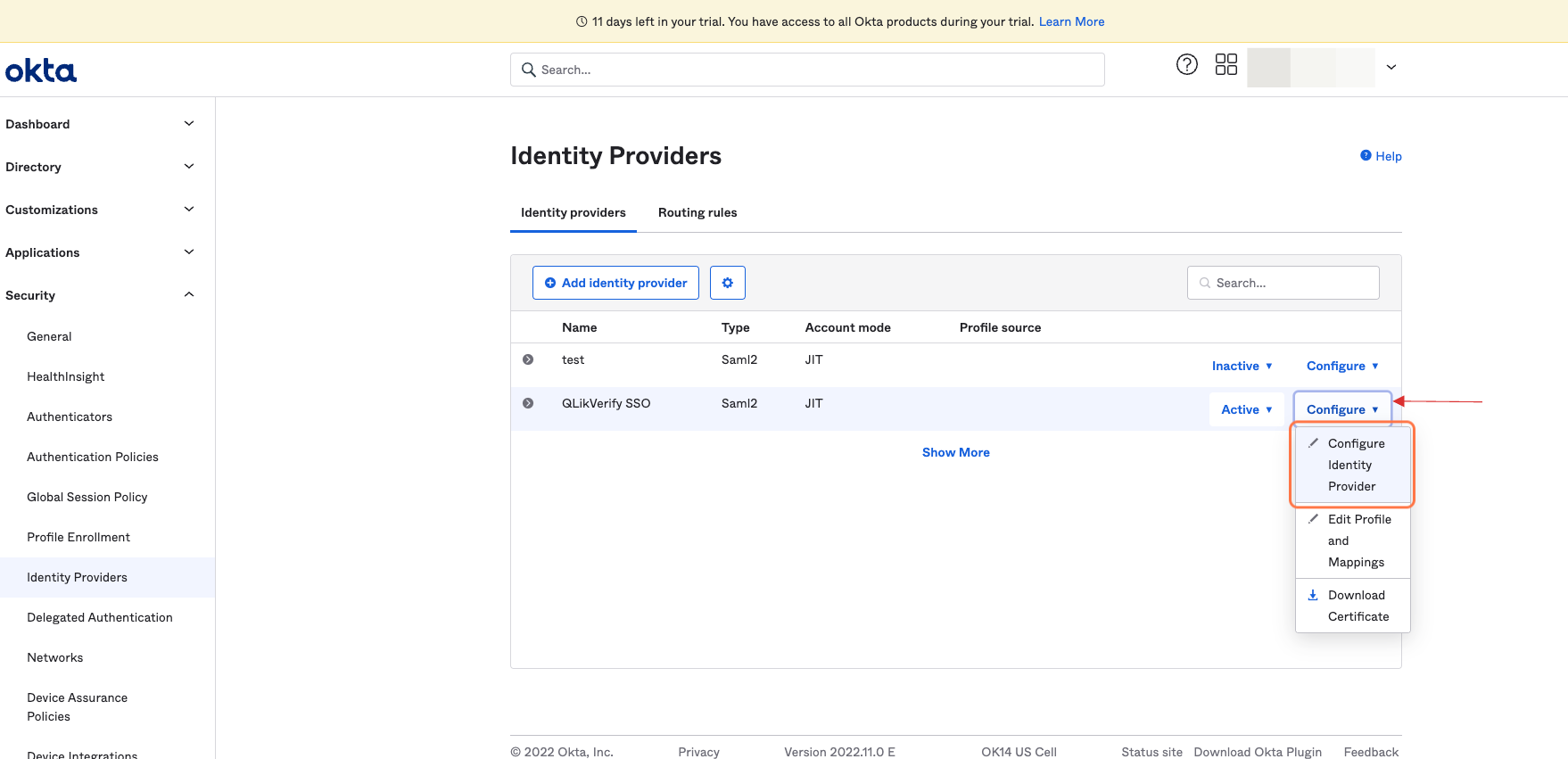 Configure Identity Provider