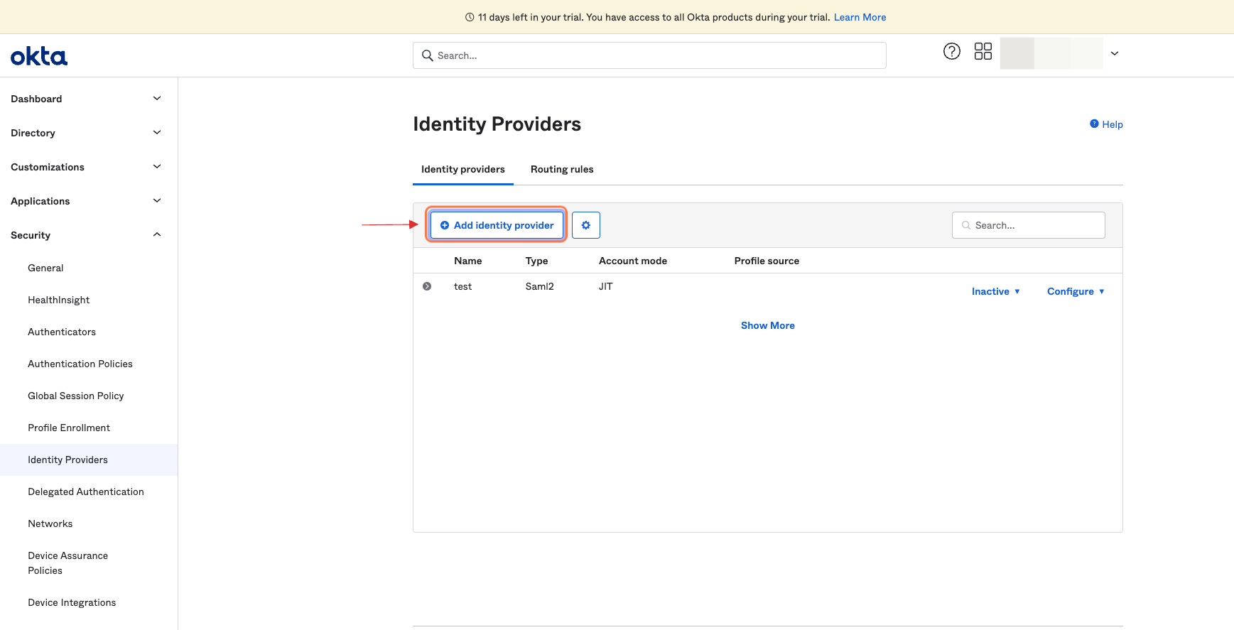 Add identity provider