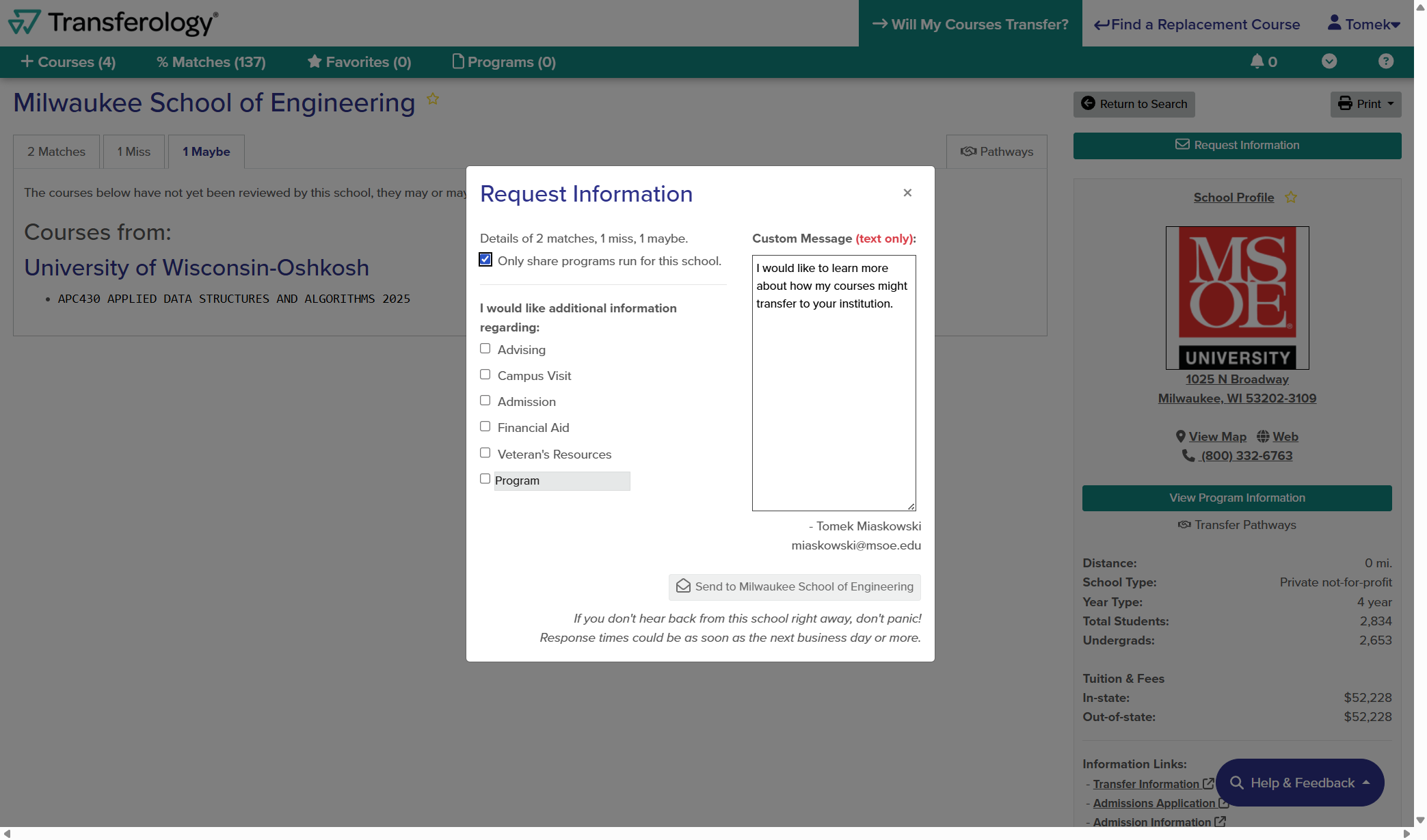 Check Only share programs run for this school and "Program".