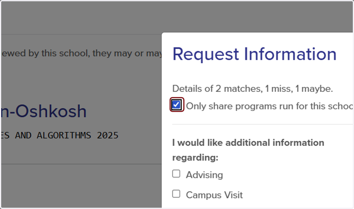 Check Only share programs run for this school and "Program".