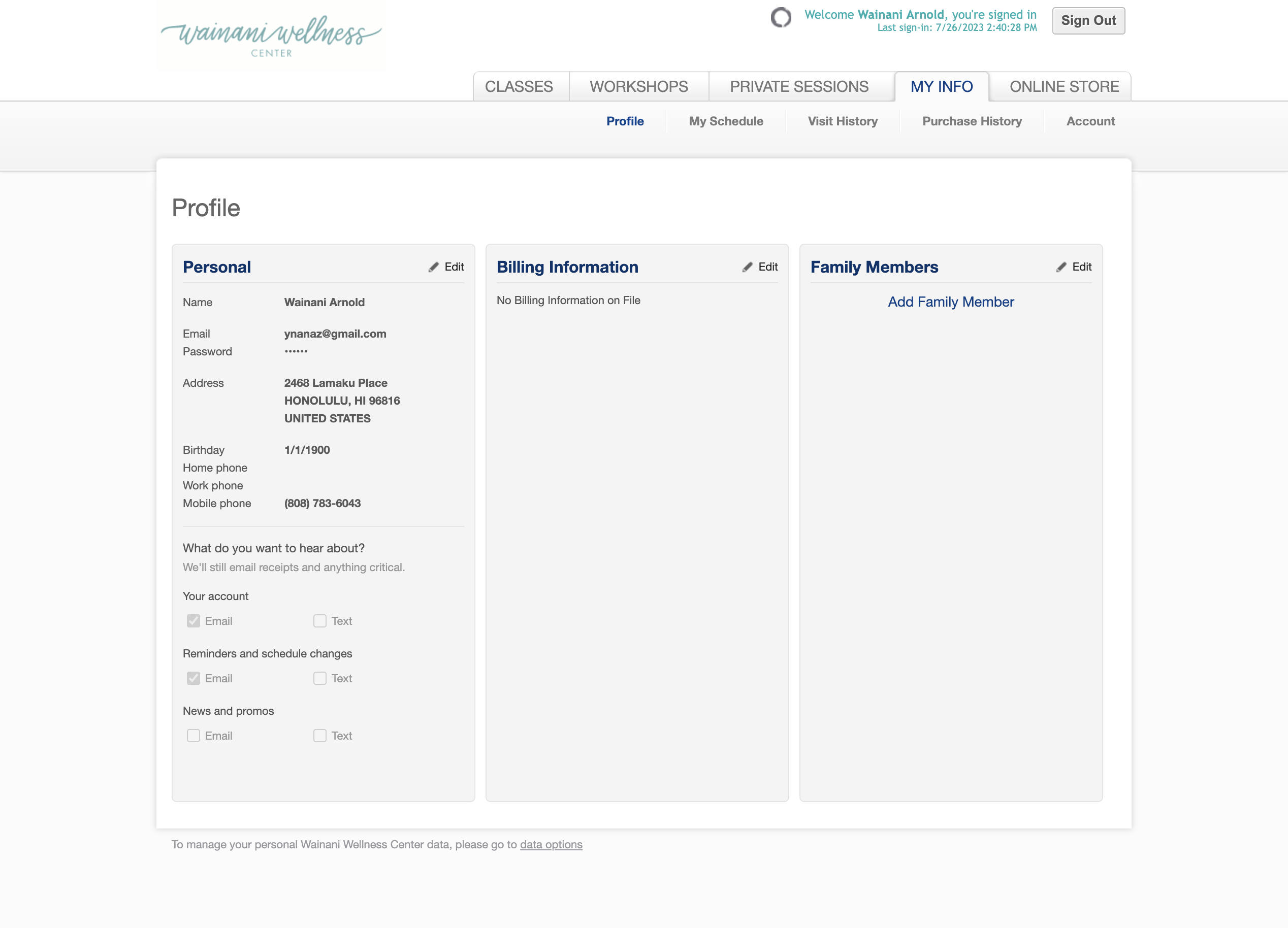 Click on CLASSES