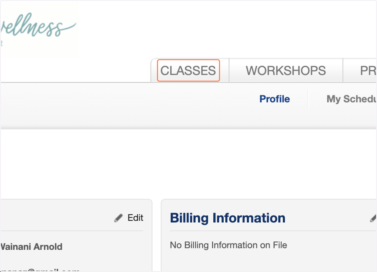 Click on CLASSES