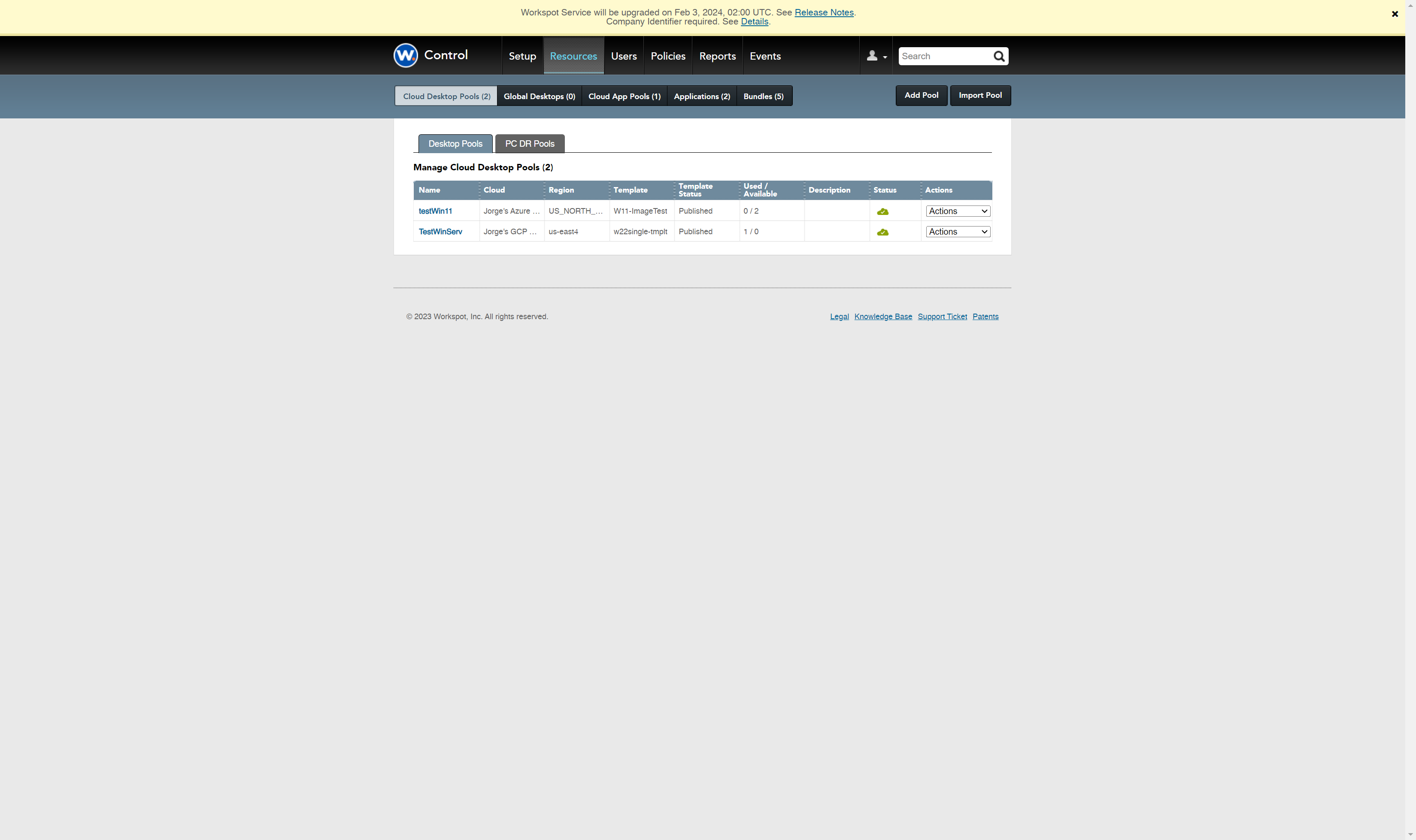 Click on Cloud Desktop Pools (2)