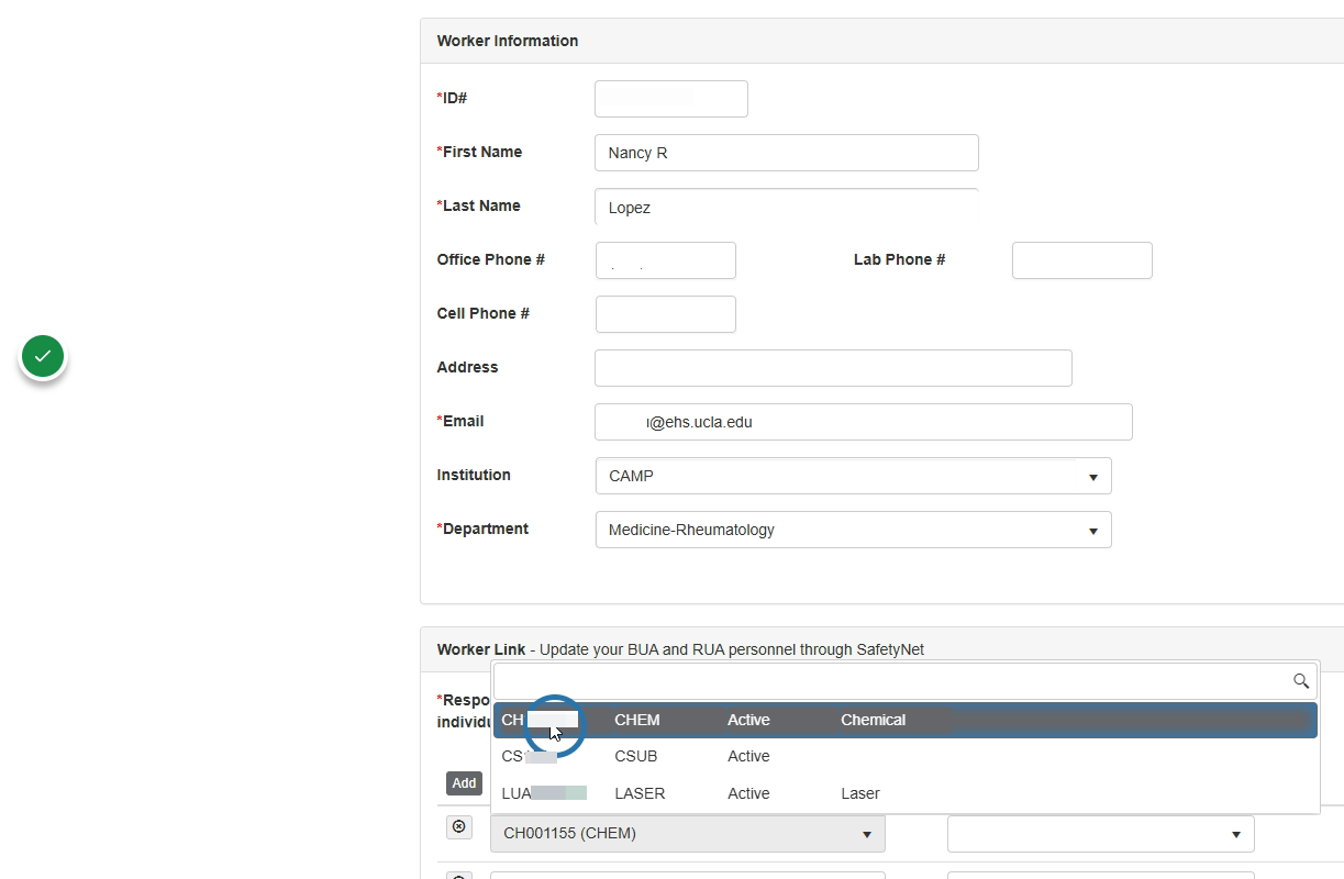 Verify the individual's information and choose the account number to which you want to add them.