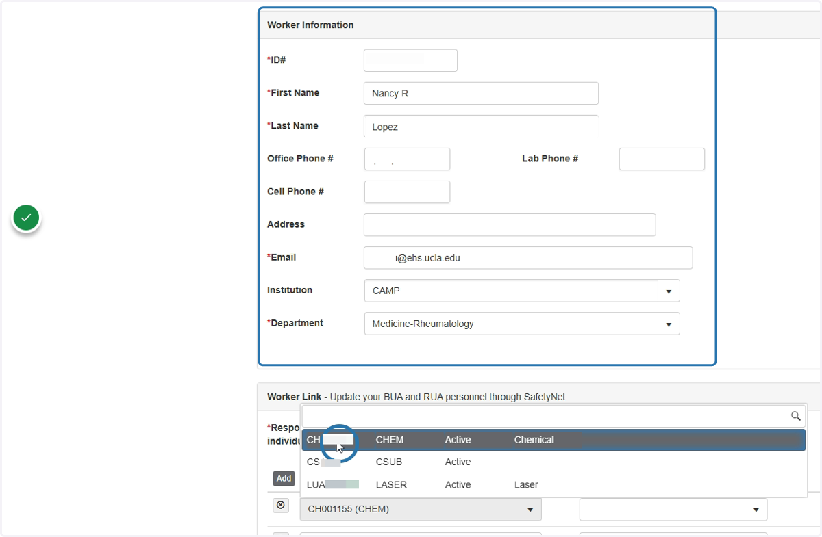 Verify the individual's information and choose the account number to which you want to add them.