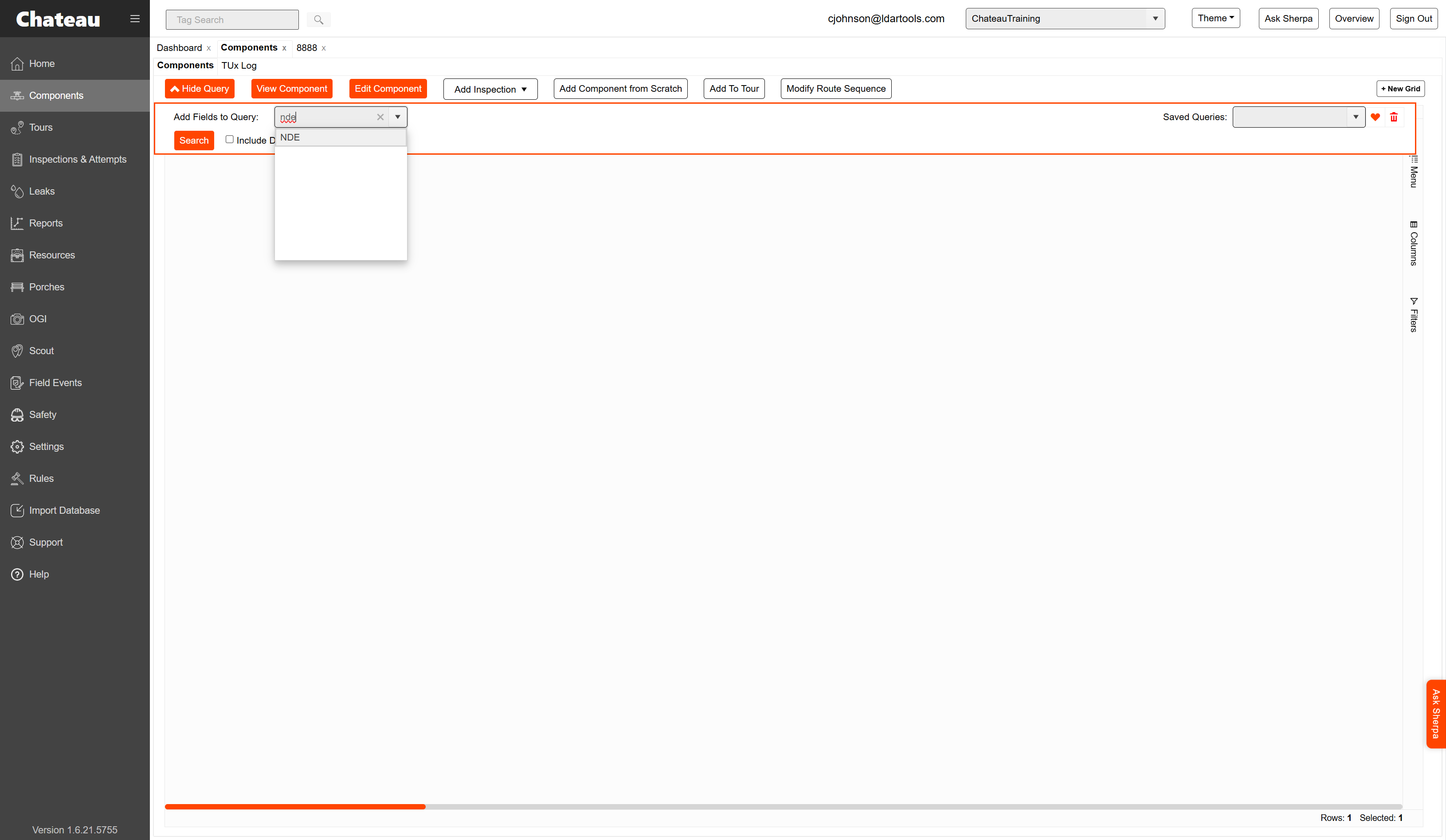 A. Create a Query in the Component grid to allow you to call up all of your NDE components with a single query button. B. Select NDE