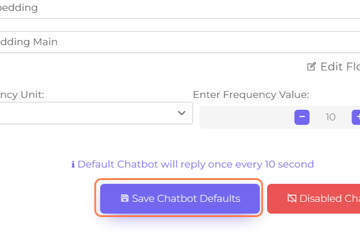 Click "Save Chatbot Defaults"