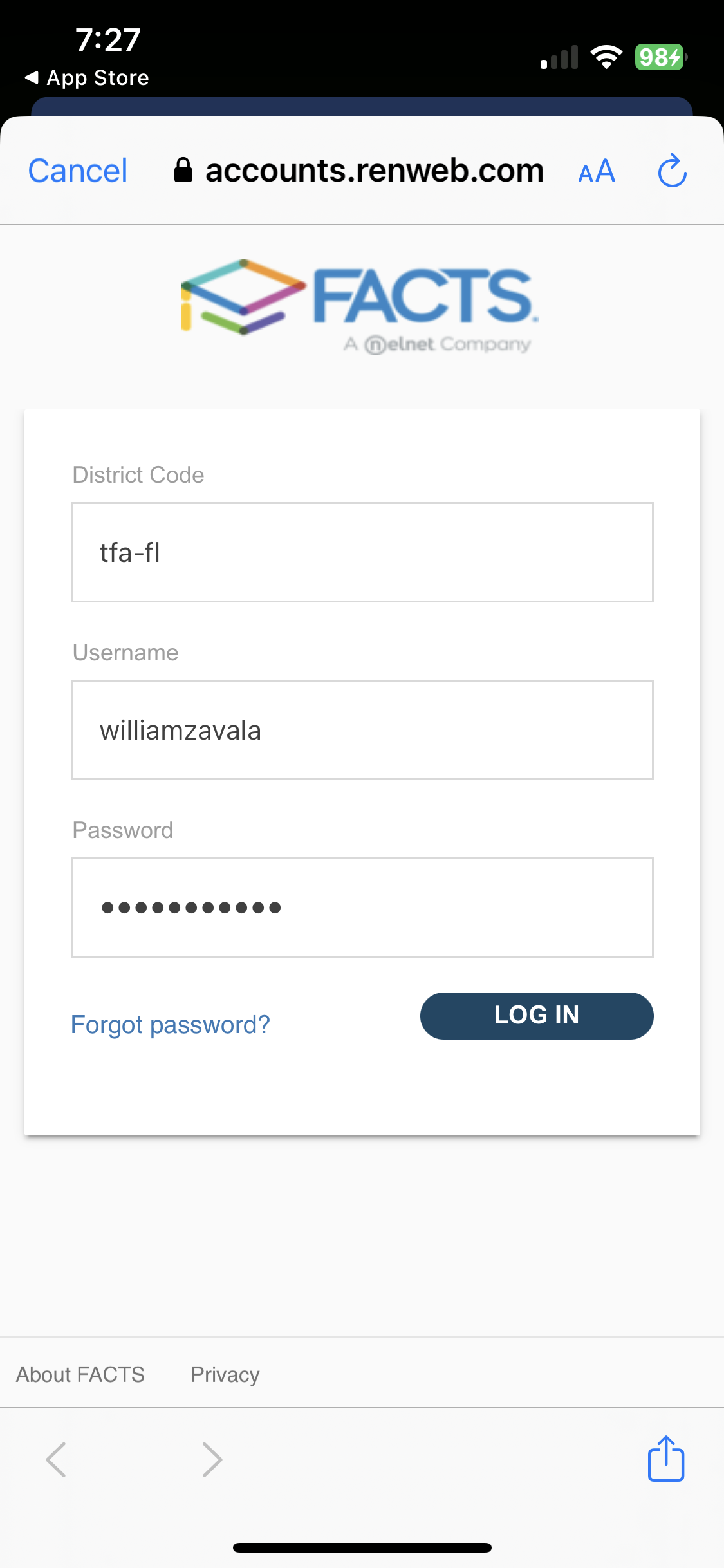Logging in (Step 3)
