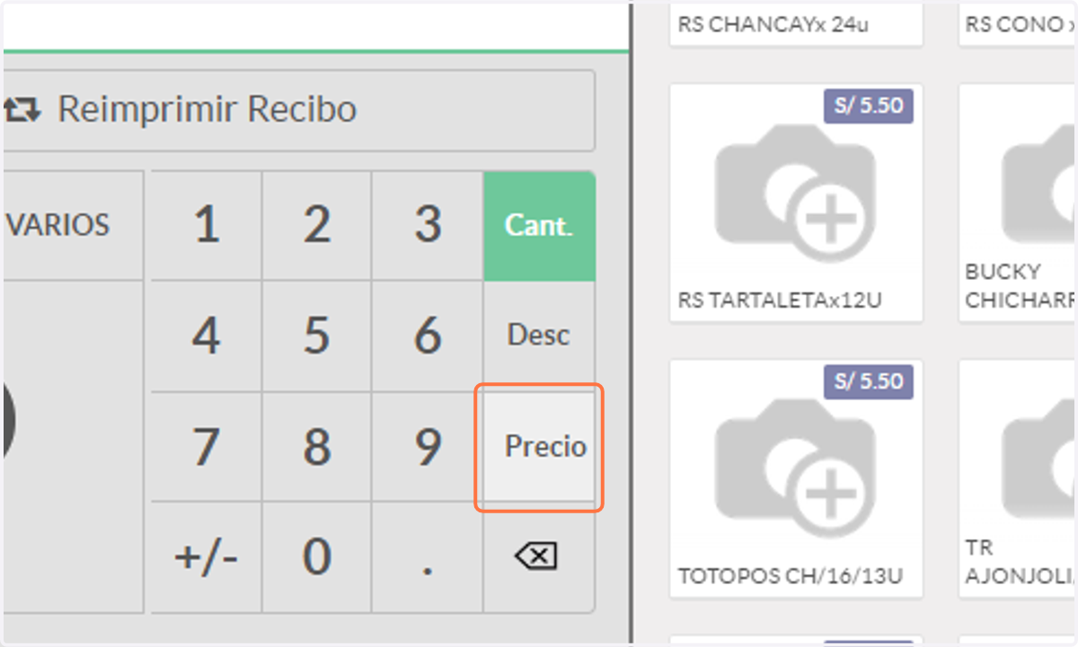 Click en Precio