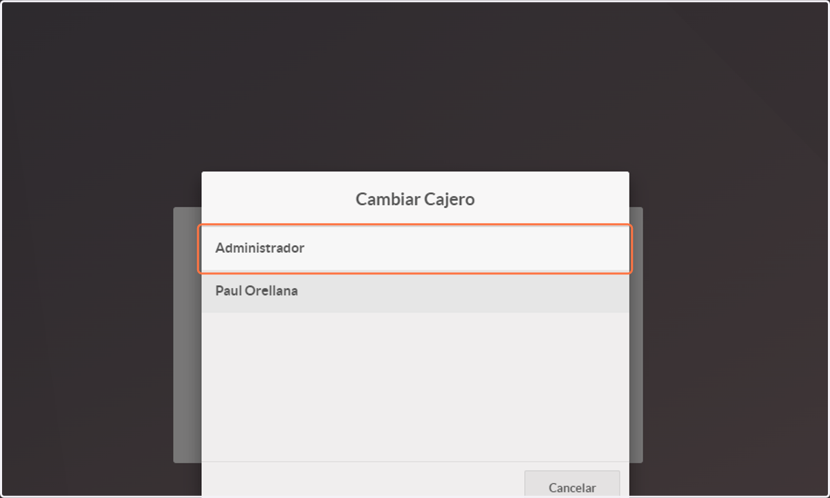 Click en Cambiar Cajero…