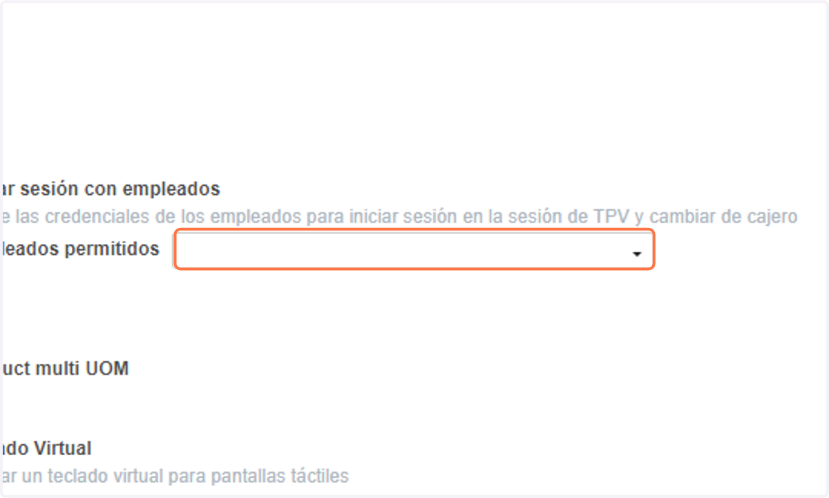 Vamos a seleccionar los empleados permitidos para el punto de venta seleccionado , en nuestro ejemplo es Caja01