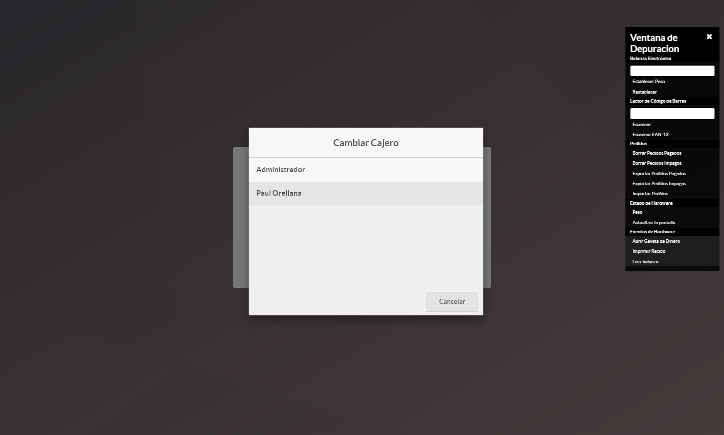 Click on Cambiar Cajero…