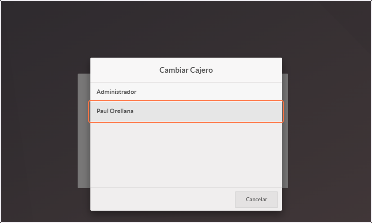 Click on Cambiar Cajero…
