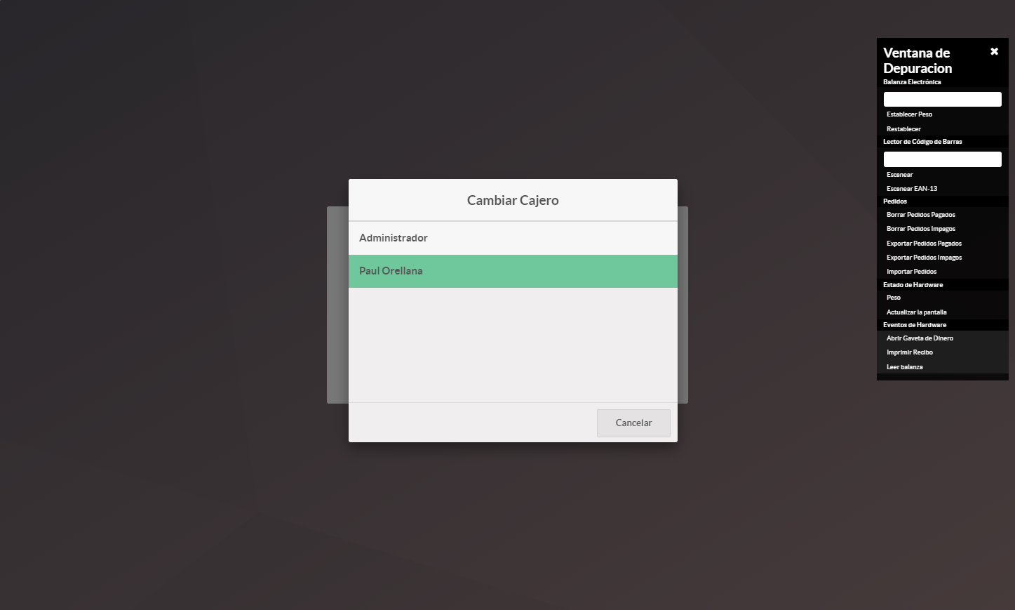 Click en Cambiar Cajero…