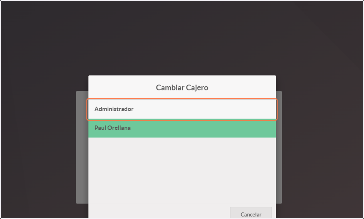 Click en Cambiar Cajero…