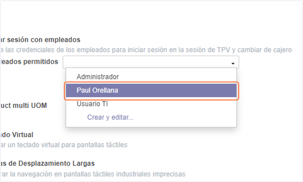 Seleccionamos empleado Paul Orellana