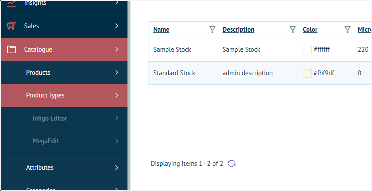 Click on Product Types