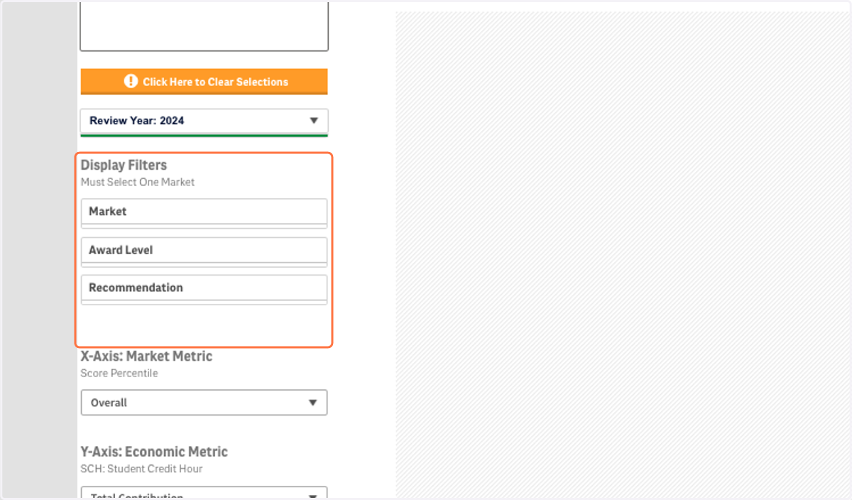 To use this tab start by selecting your Display Filters.