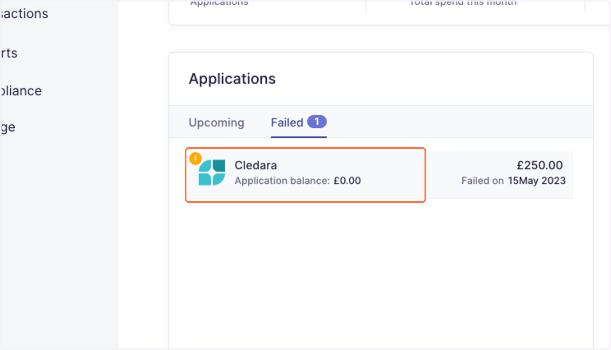 You will see the list of failed transactions that need to be resolved. Click on the application to fix this!
