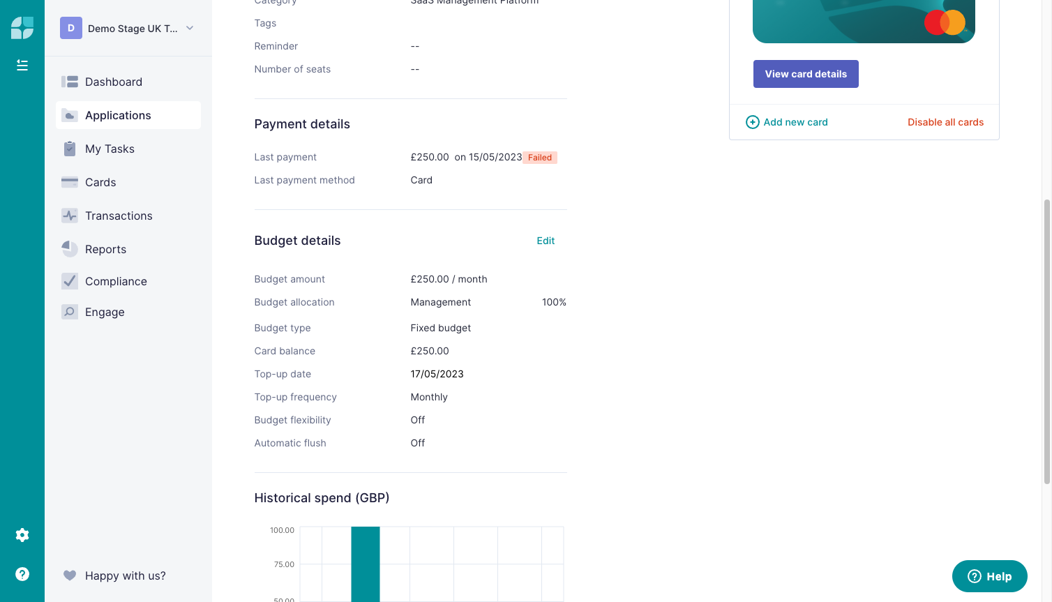 You will see the updated card balance if the top-up is successful