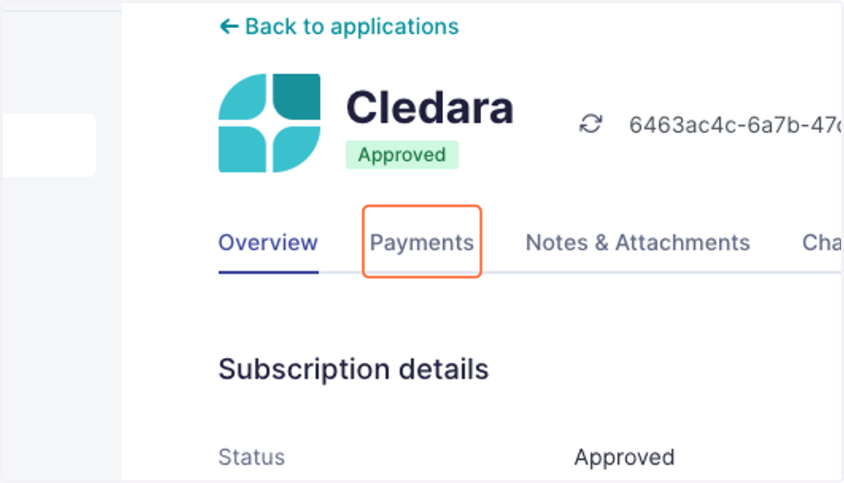 Go back to the Payments tab