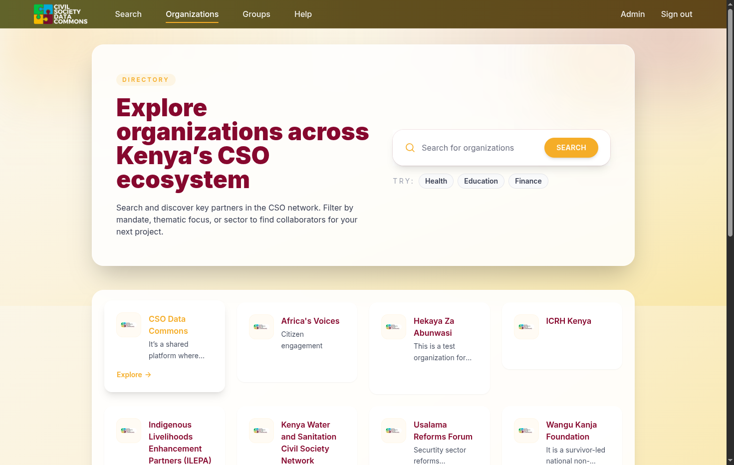 Click on your organization or you can simply search for the dataset…