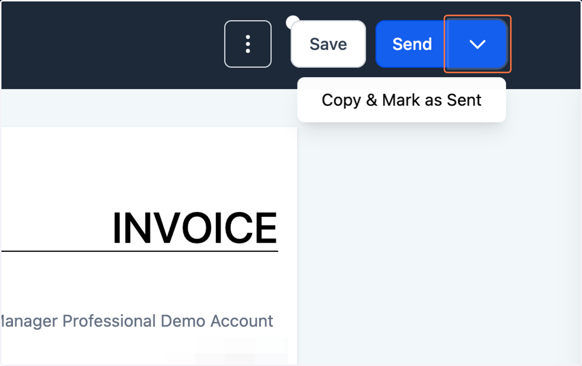 You can either send the invoice now, choose to Copy & Mark as Sent, or click Back to save the invoice as a Draft
