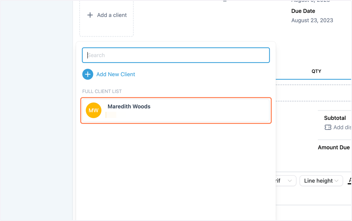 Find your client's contact