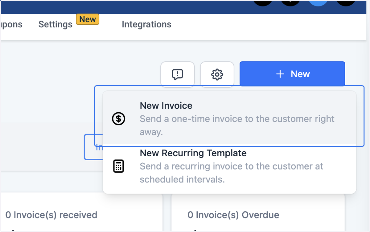 Click on New Invoice…